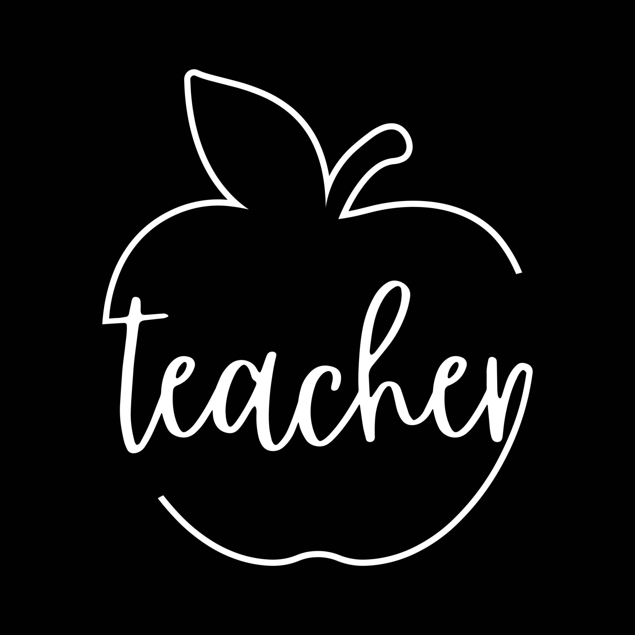 Outline Apple Teacher SVG File for Cricut & Silhouette | Craftpi