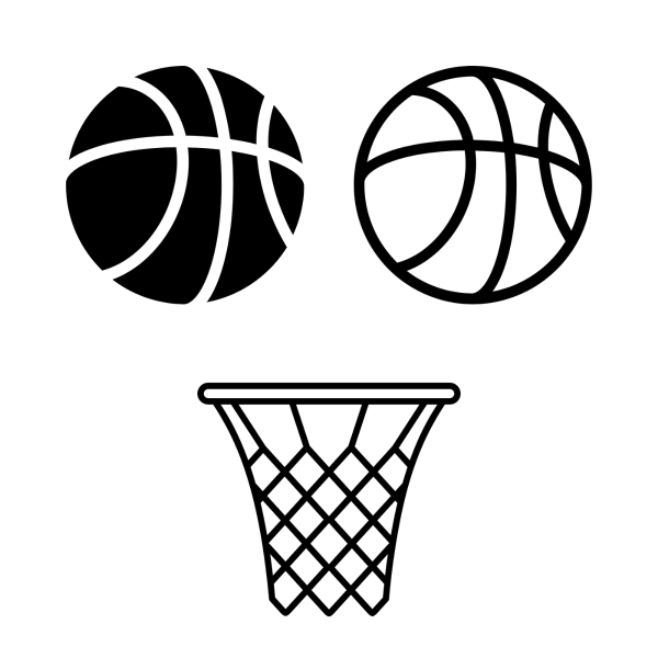 basketball balls and hoops net