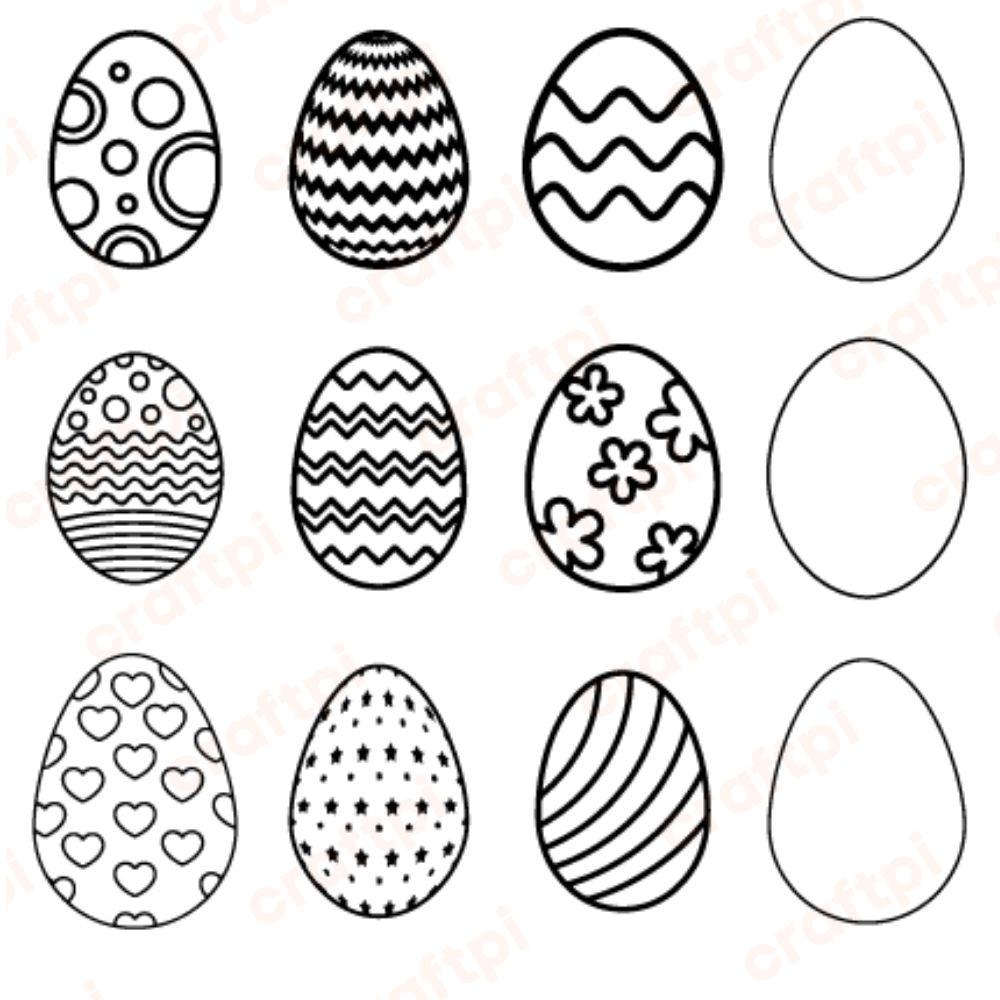 black and white easter eggs bundle svg ur1349m1