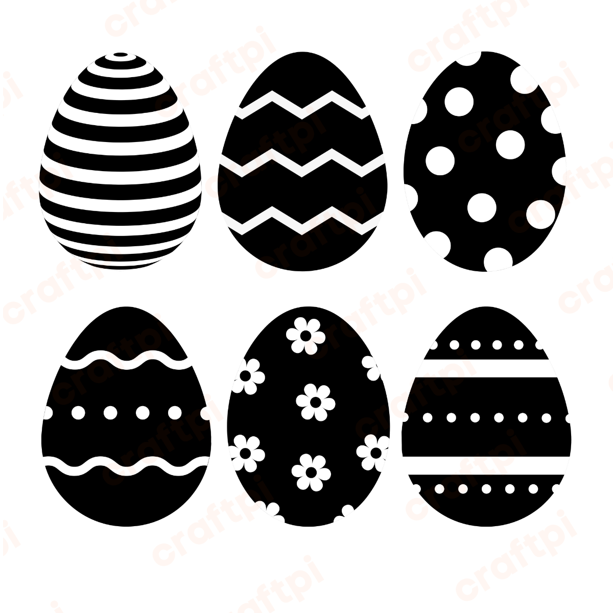 black and white pattern easter eggs