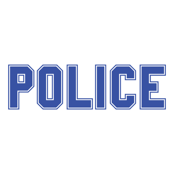 blue police text logo