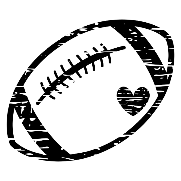 distressed football ball with heart