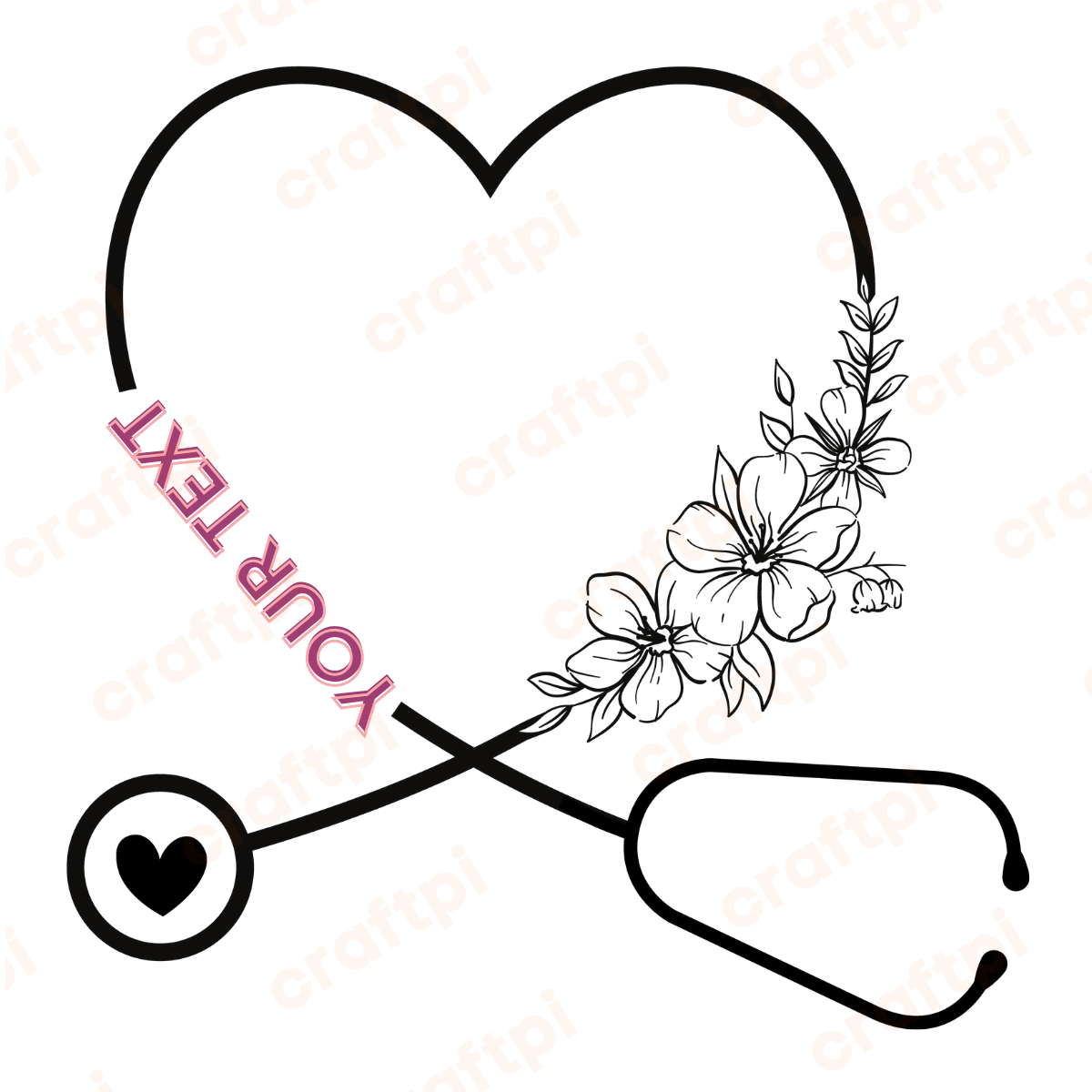 floral heart stethoscope monogram 1