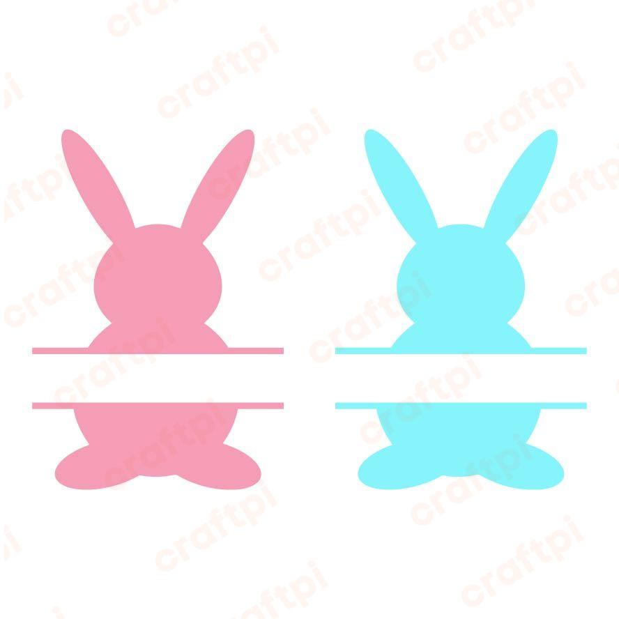 pink and blue bunny monogram svg ur1541m1