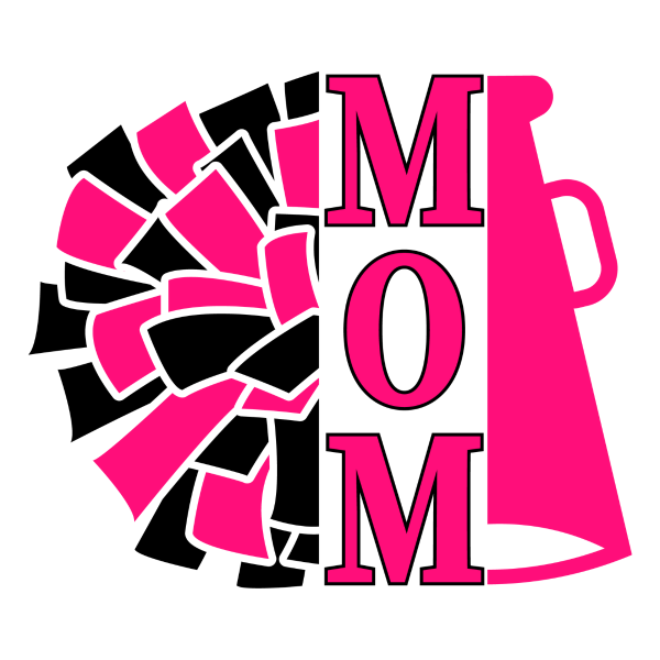 pink pom pom mom with megaphone