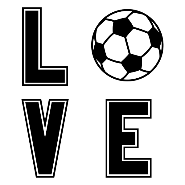 soccer love text with ball