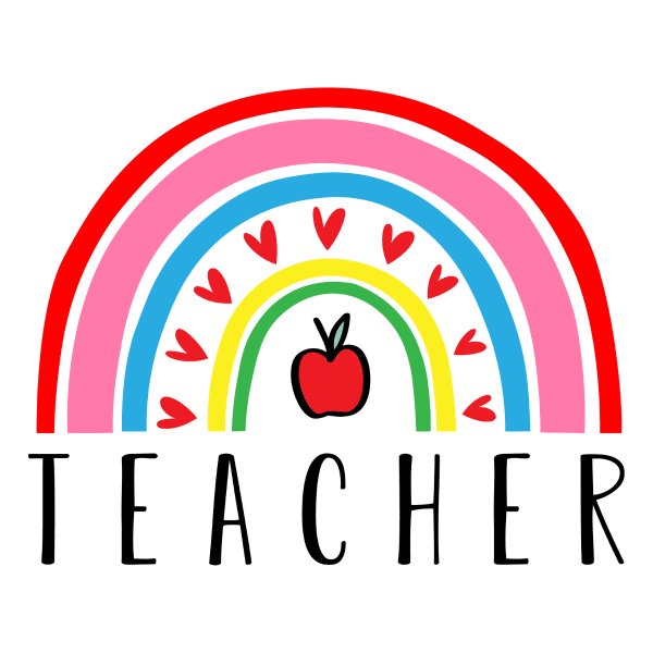 teacher rainbow with apple
