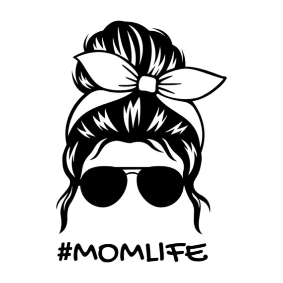 Black Messy Bun Mom Life SVG File for Cricut & Silhouette | Craftpi