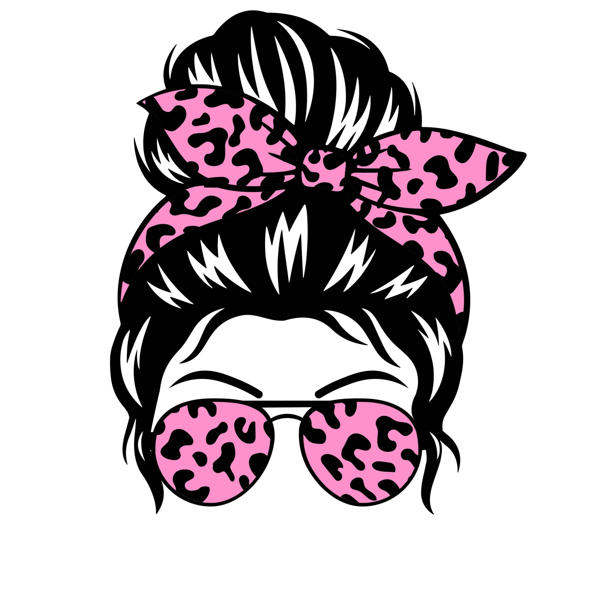 Cheetah Messy Bun Mom Life SVG File for Cricut & Silhouette | Craftpi