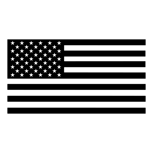 black and white american flag