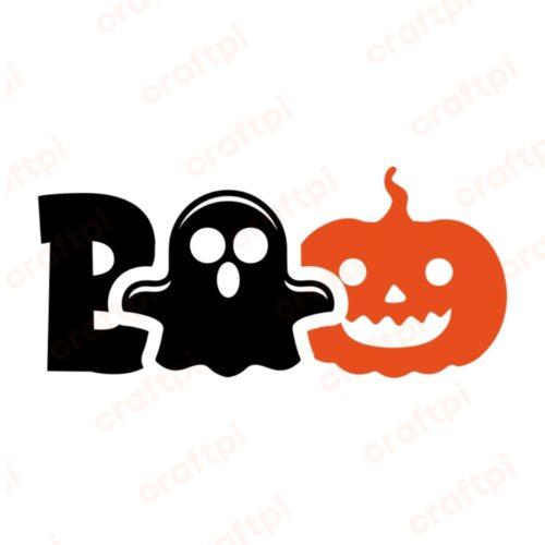 Boo Text with Pumpkin Ghost
