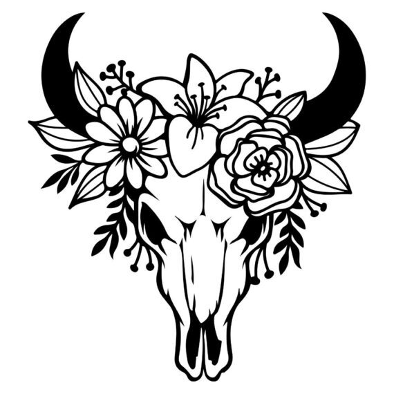 Floral Skull Lovers SVG, PNG, JPG, PSD, DXF, AI Files | Craftpi