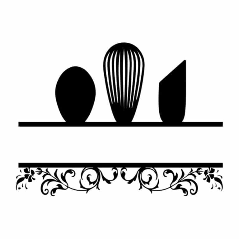 Kitchen Split Monogram Floral Frame SVG, PNG, JPG, PSD, DXF, AI Files ...
