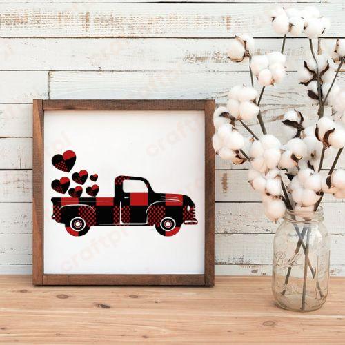 Red Buffalo Plaid Christmas Truck with Heart 5