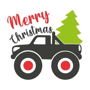 Merry Christmas Monster Truck SVG, PNG, JPG, PSD, DXF Files
