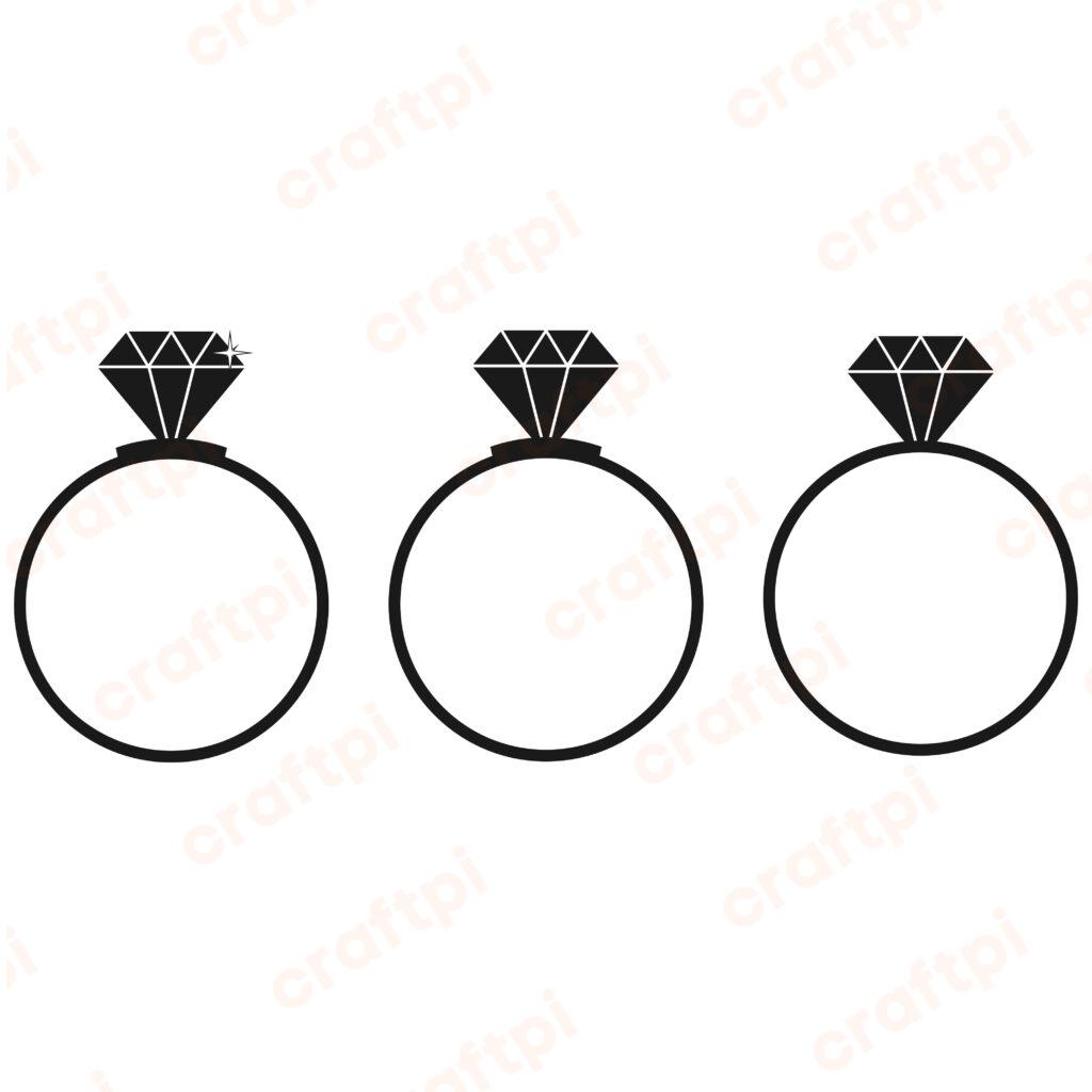 Wedding Diamond Rings PNG, JPG, SVG, PSD, DXF Files | Craftpi