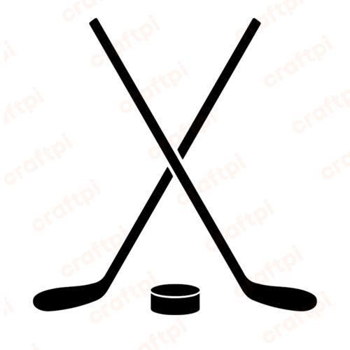 Crossed Hockey Stick & Puck SVG, PNG, JPG, PSD, DXF Files | Craftpi