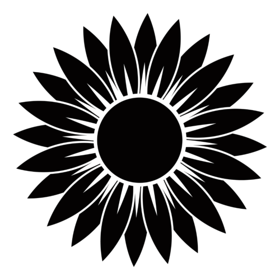 Sunflower Black Hand Drawing SVG, PNG, JPG, DXF, PSD Files | Craftpi
