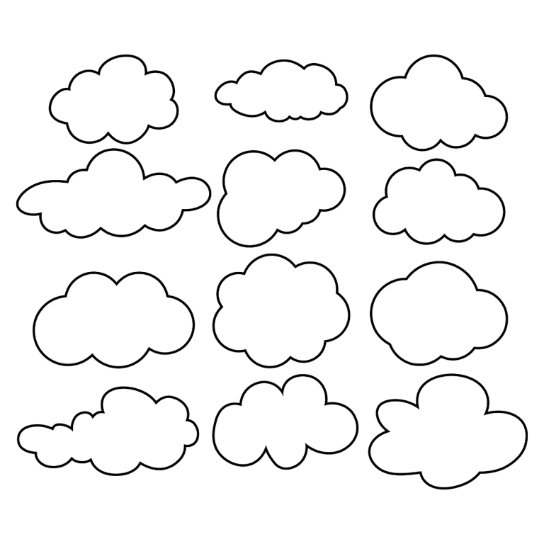 Clouds Outline Bundle SVG, PNG, JPG, PSD, DXF Files | Craftpi