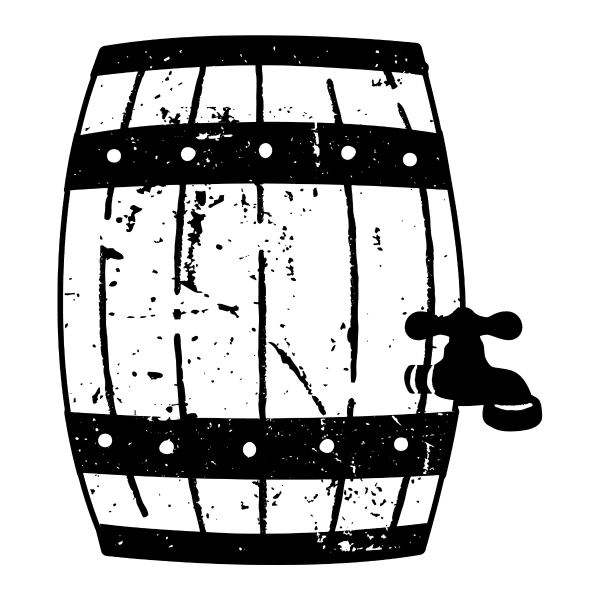 distressed wood beer barrel