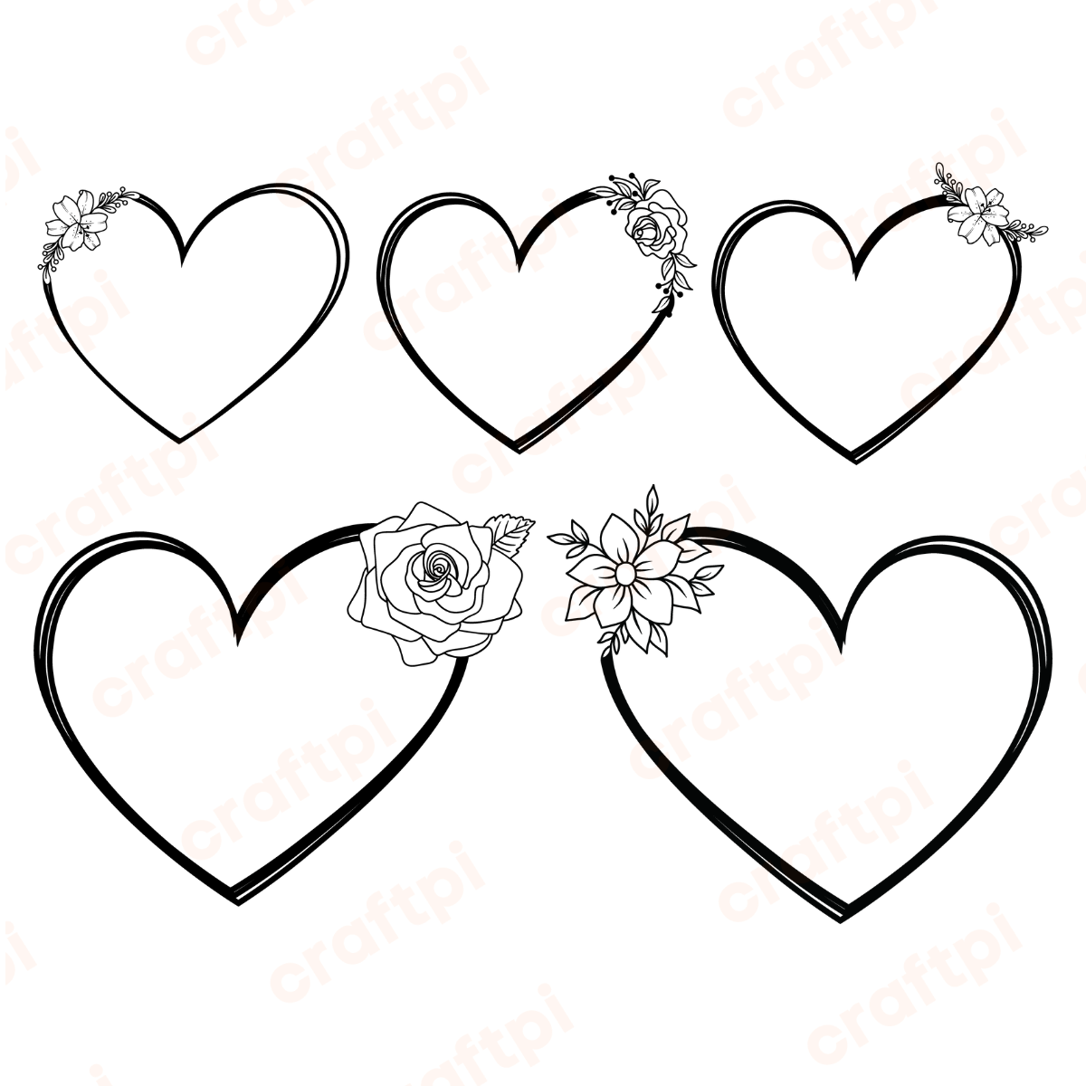 floral doodle heart bundle