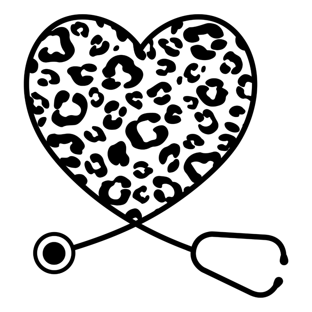 Leopard Heart Stethoscope SVG, PNG, JPG, PSD, DXF Files | Craftpi