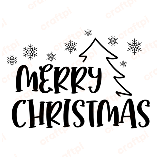 Merry Christmas in Tree SVG, PNG, JPG, PSD, DXF Files | Craftpi