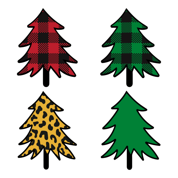 plaid and leopard christmas tree bundle