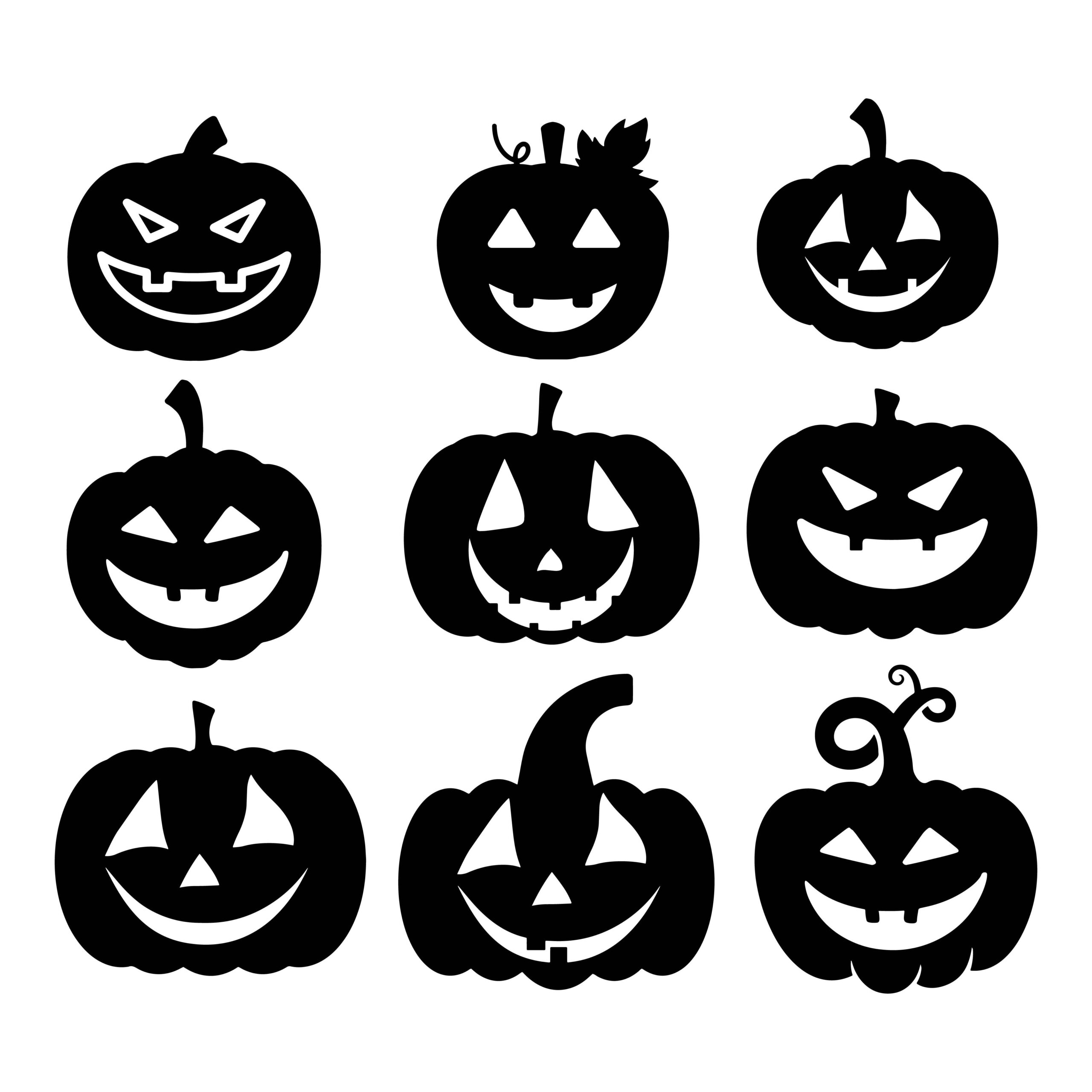 Pumpkin Faces Bundle SVG, PNG, JPG, PSD, DXF Files | Craftpi