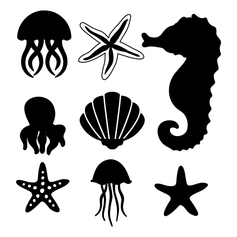 Sea Creatures & Animals Bundle SVG, PNG, JPG, PSD, DXF Files | Craftpi