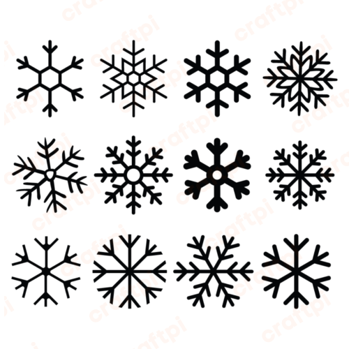 Snowflake Bundle SVG, PNG, JPG, PSD, DXF Files | Craftpi