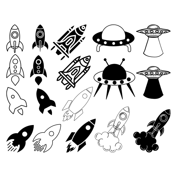 spacecraft and rocketships bundle