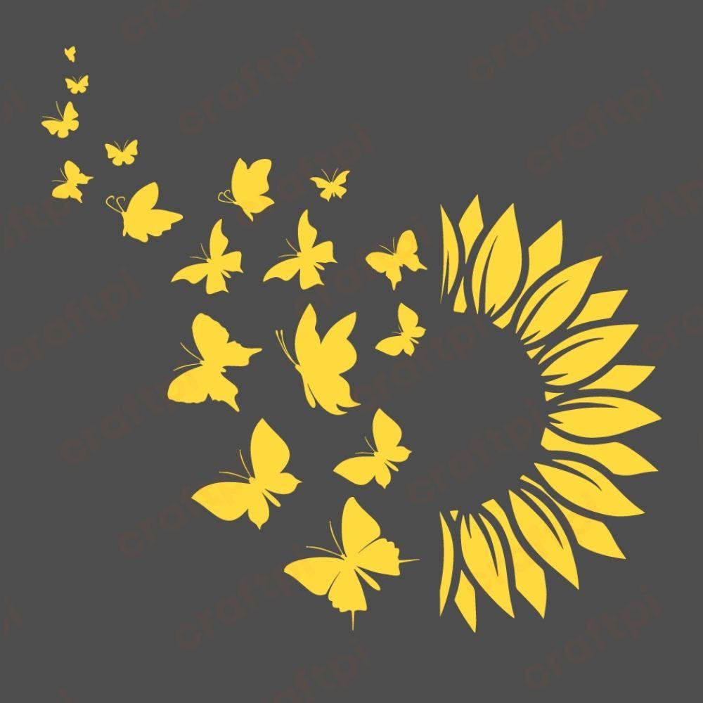 sun flower with butterflies svg ur1745m1