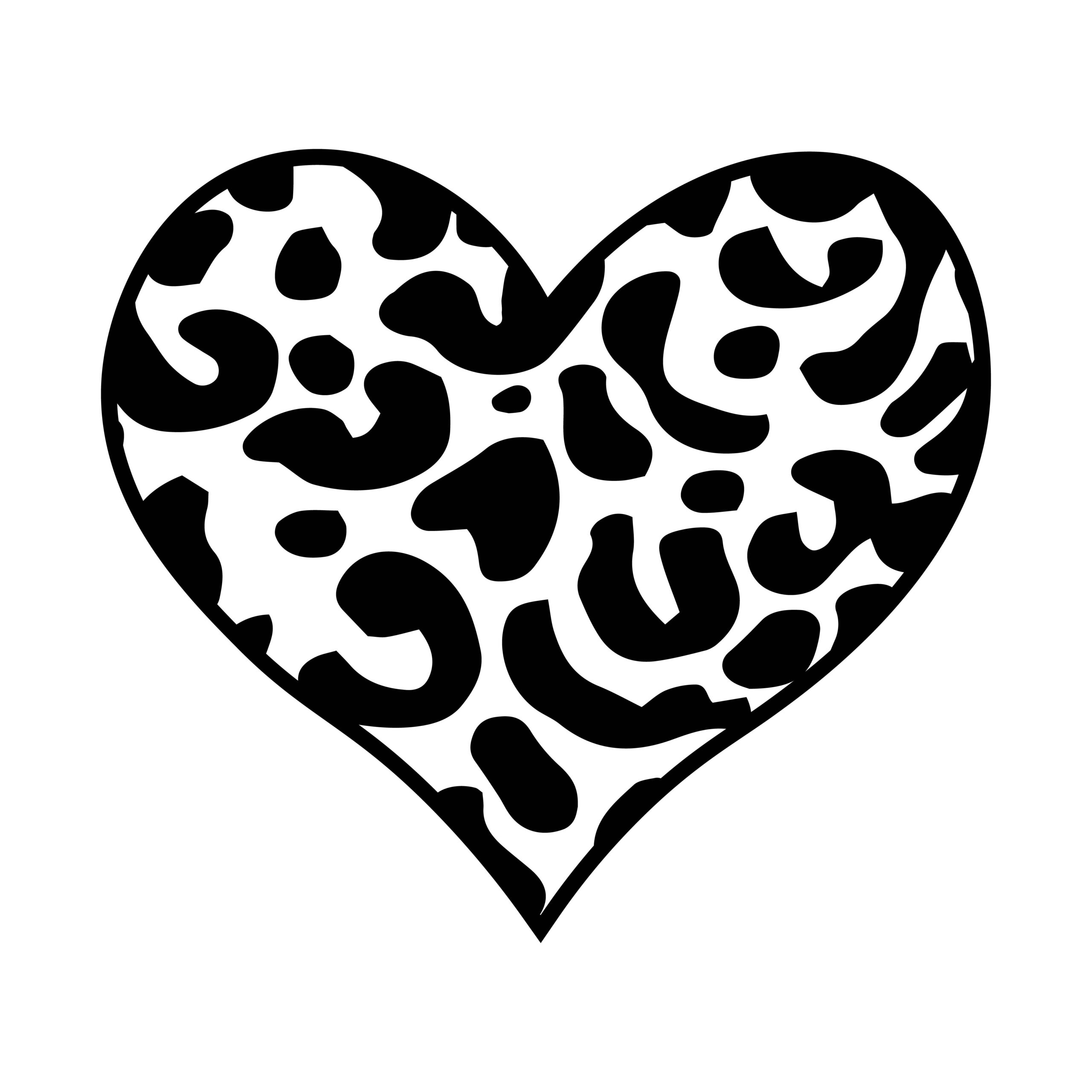 Black Leopard Print Heart SVG, PNG, JPG, PSD, DXF Files | Craftpi