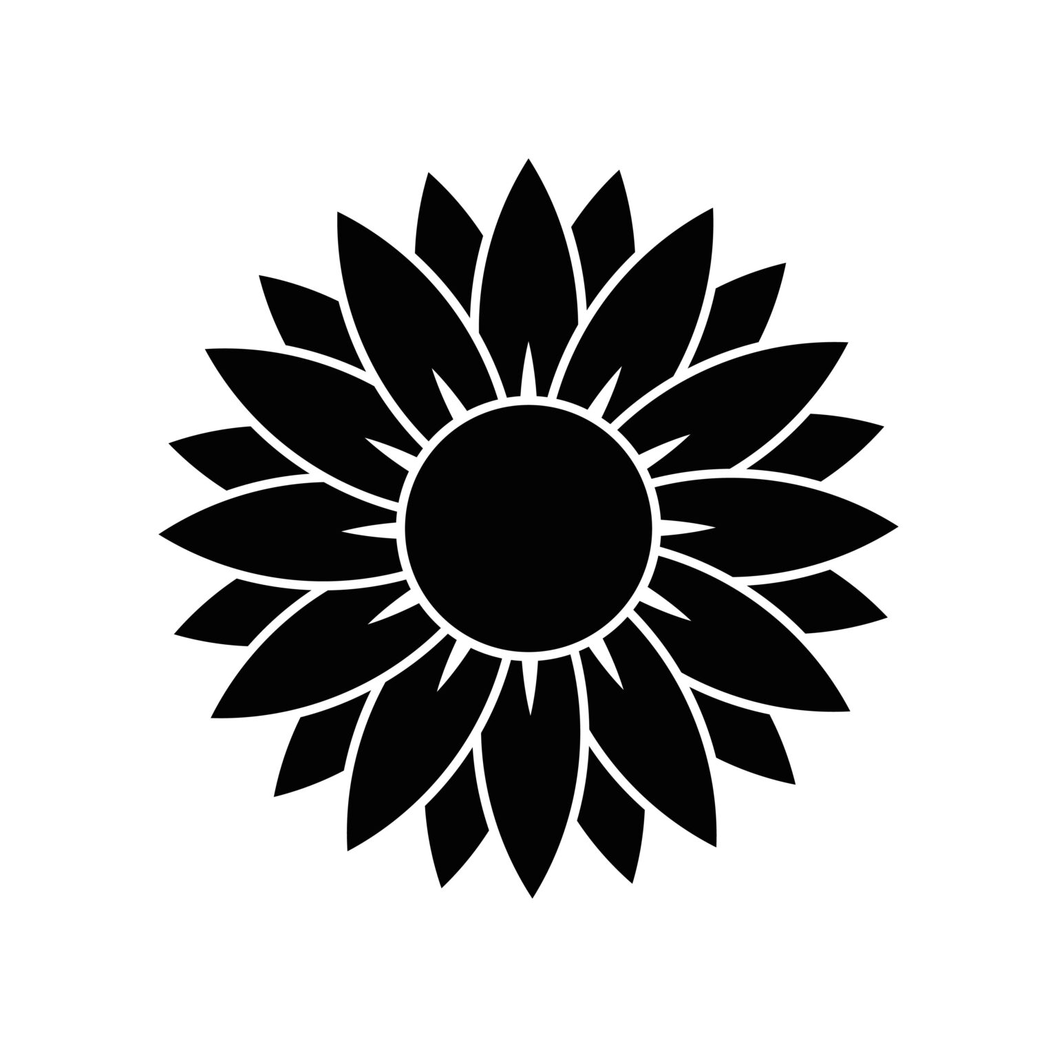 Sunflower Black Hand Drawing SVG, PNG, JPG, DXF, PSD Files | Craftpi