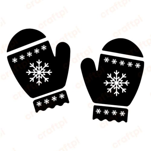 Winter Snow Mittens SVG, PNG, JPG, PSD, DXF, AI Files