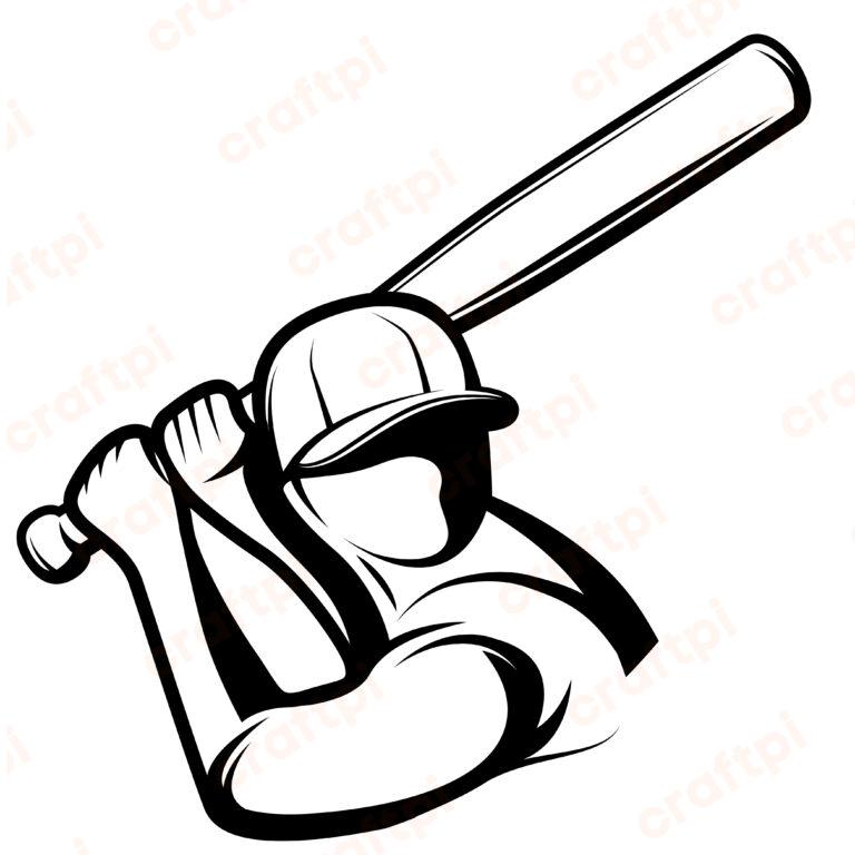 Baseball Player Holding Stick SVG, PNG, JPG, PSD, PDF Files
