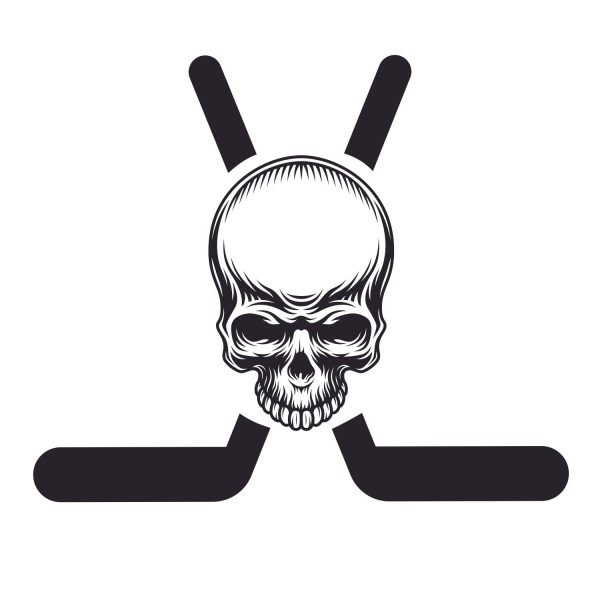 Hockey Sticks & Puck With Skull SVG, PNG, JPG, PSD, PDF Files