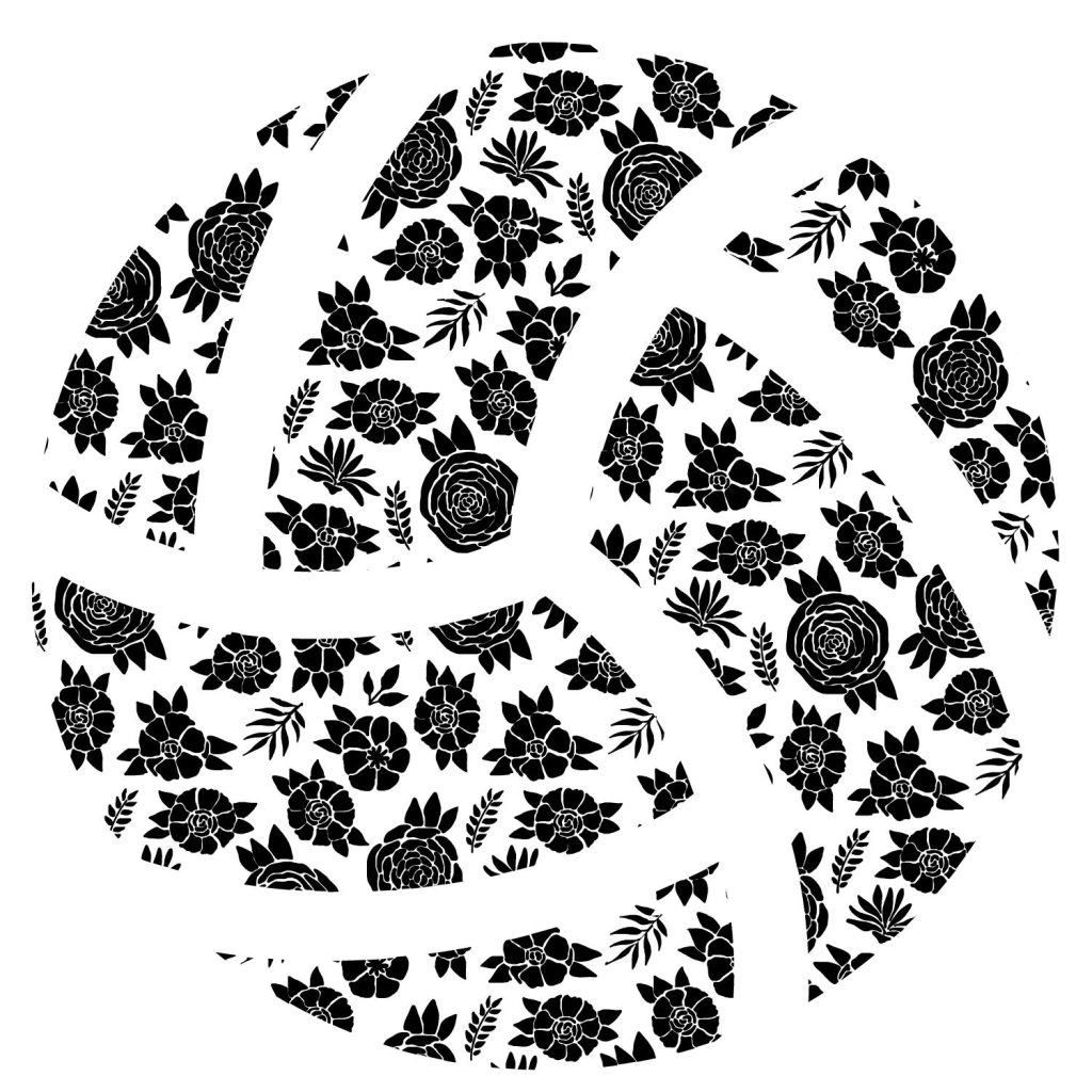 Volleyball Floral Motif SVG, PNG, JPG, PSD, PDF Files