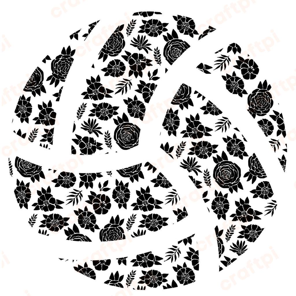 Volleyball Floral Motif SVG, PNG, JPG, PSD, PDF Files