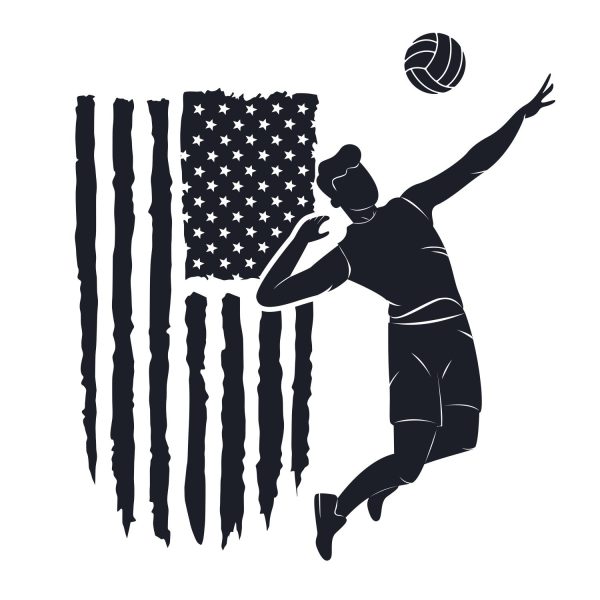 Volleyball Player With USA Flag SVG, PNG, JPG, PSD, PDF Files