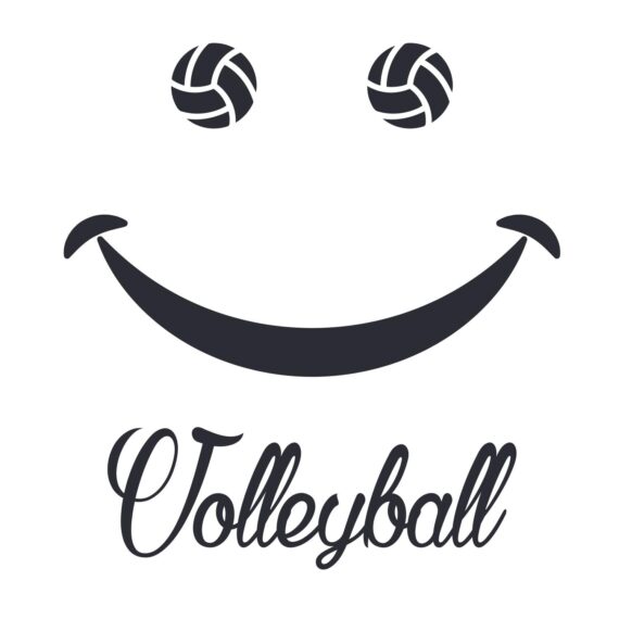 Handwritten Volleyball Smiley Face SVG, PNG, JPG, PSD, PDF Files