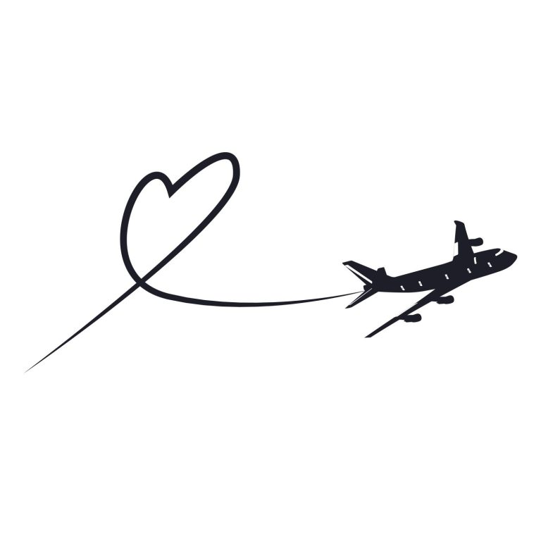 Airplane With Heart SVG, PNG, JPG, PSD, PDF Files