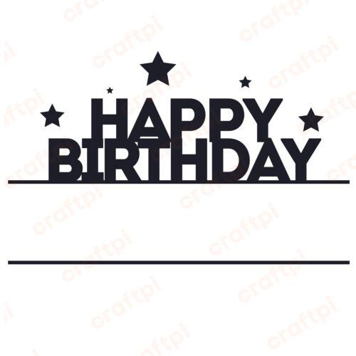 Happy Birthday Monogram Cake Topper SVG, PNG, JPG, PSD, PDF Files