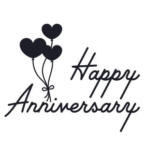 Happy Anniversary With Heart Shaped Balloons SVG, PNG, JPG, PSD, PDF Files
