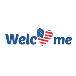 Welcome With Heart Shaped USA Flag Svg, Png, Jpg, Psd, Pdf Files