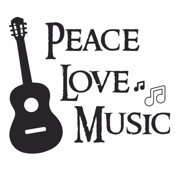 Peace Love Music With Guitar SVG, PNG, JPG, PSD, PDF Files