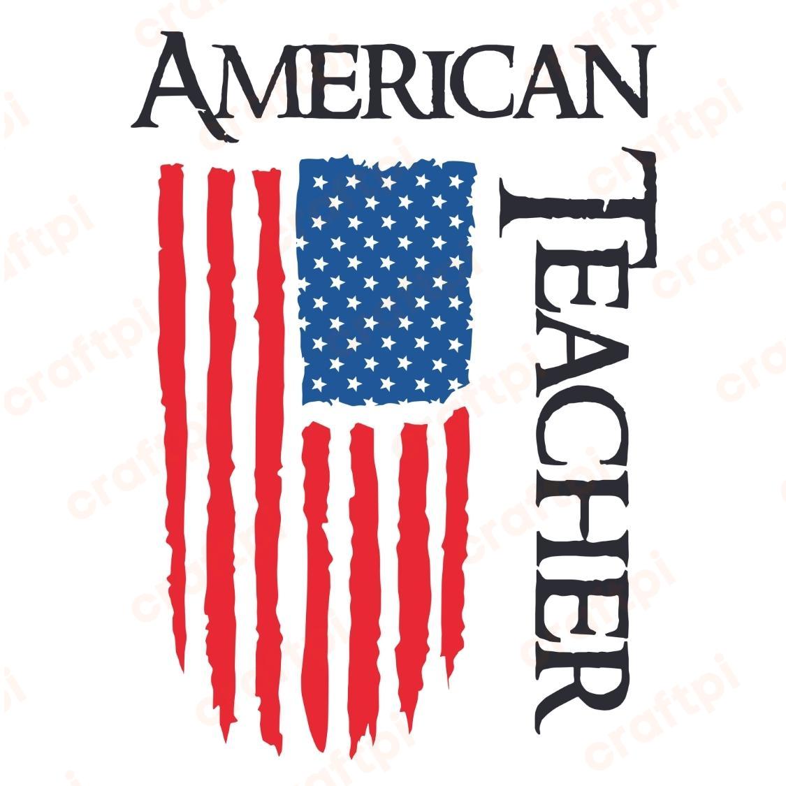 American Teacher With USA Flag SVG, PNG, JPG, PSD, PDF Files