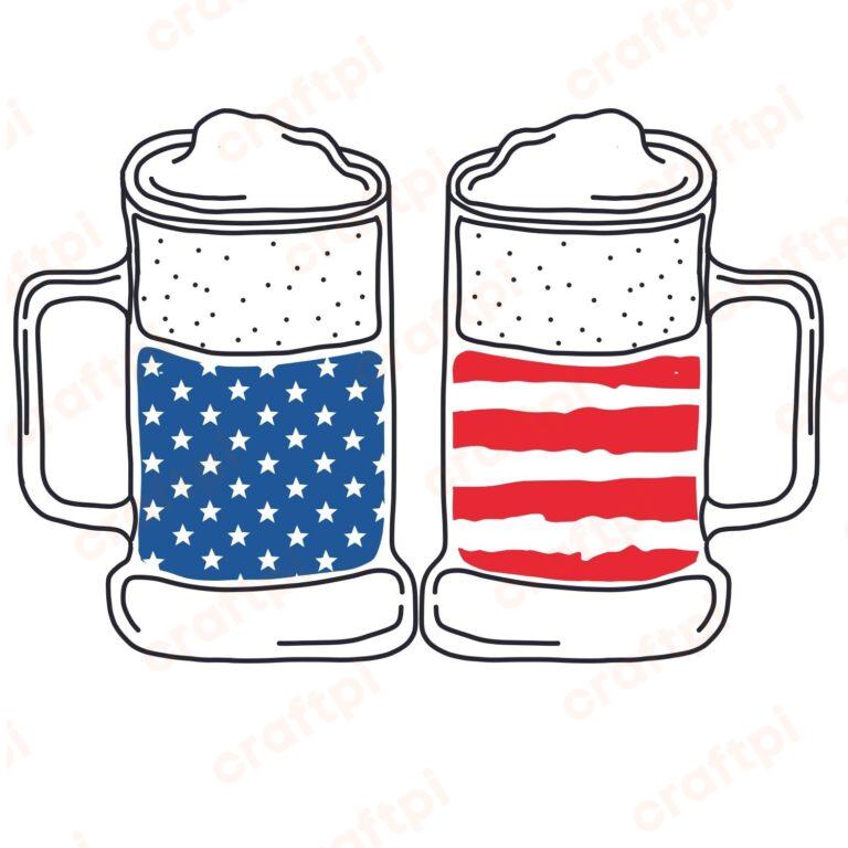 American Beer Mugs Outline SVG, PNG, JPG, PSD, PDF Files
