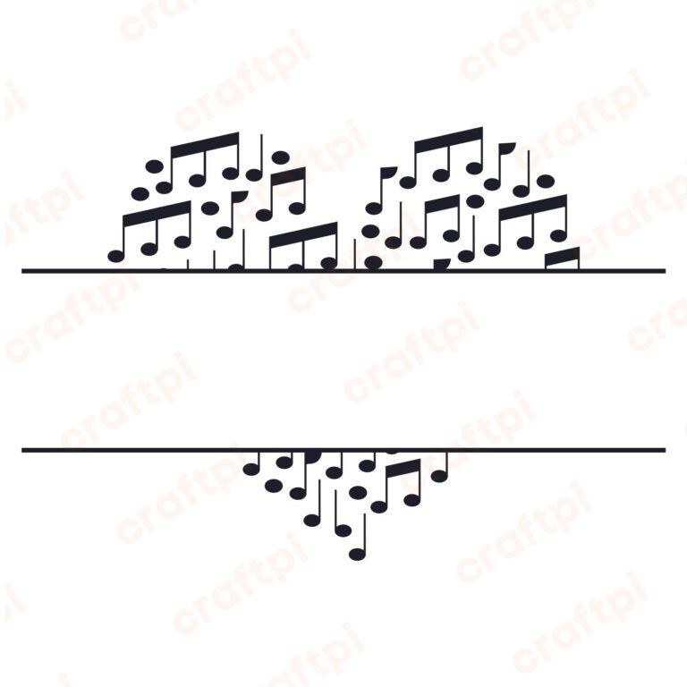 Music Notes Monogram SVG, PNG, JPG, PSD, PDF Files